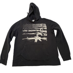American‎ Flag and Rifle Black Mens Large Sweatshirt Port&Company Fan Favorite